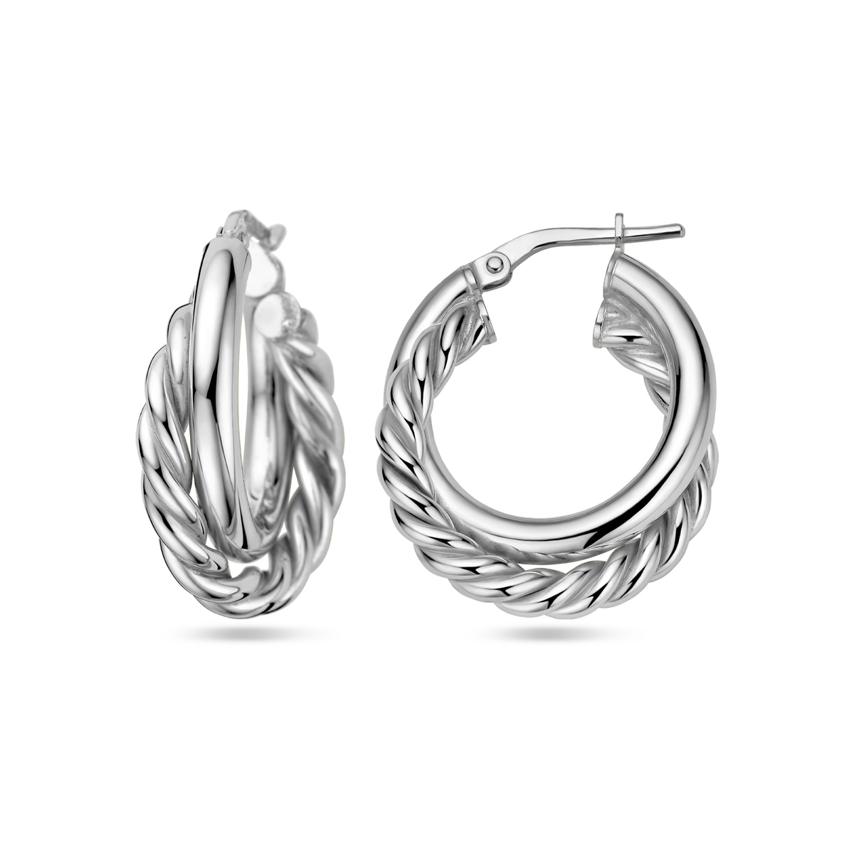 Gerhodineerd 925 zilveren oorringen met een afmeting van 24.8x6.3mm.