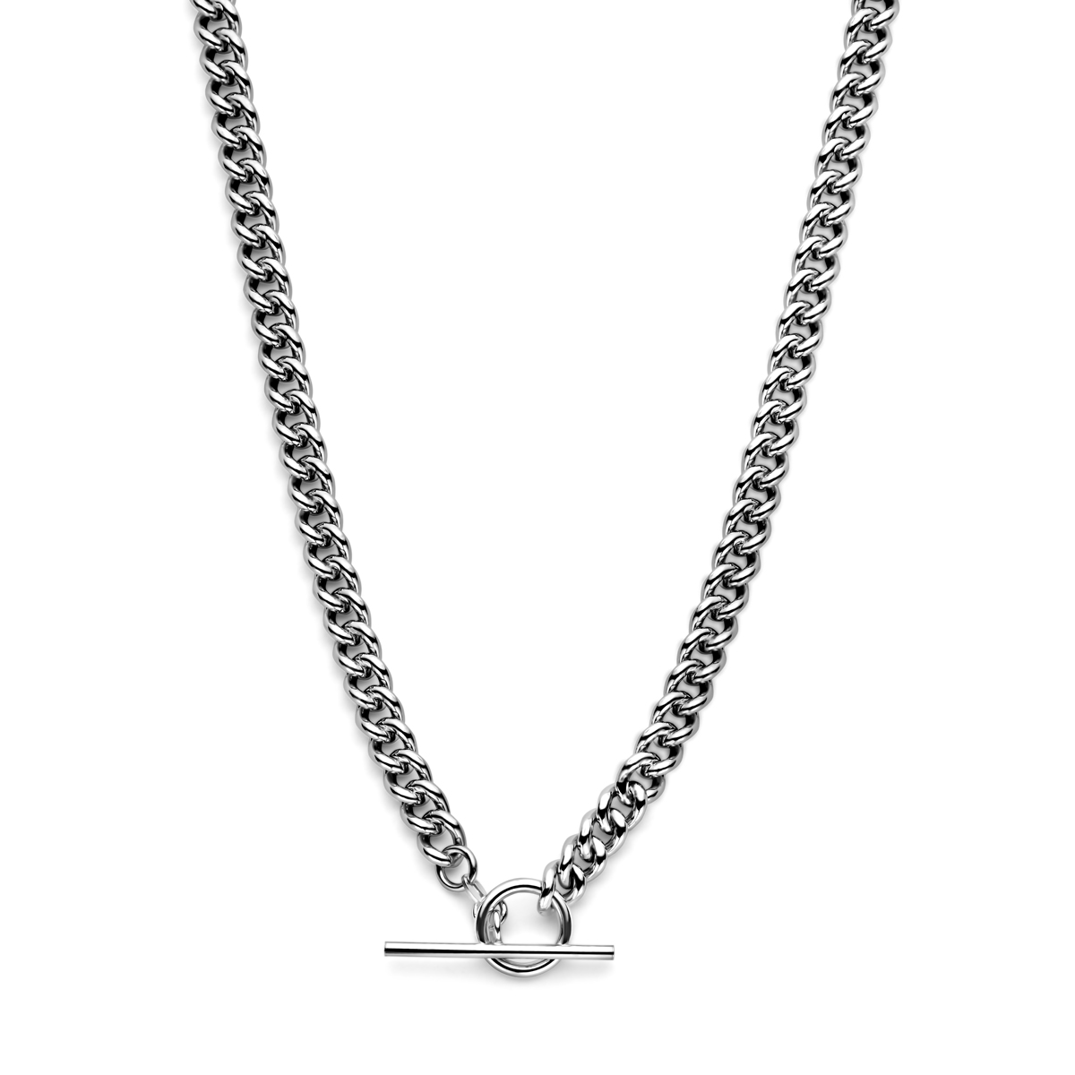 Gerhodineerd 925 zilveren collier uitgevoerd met gourmette schakel van 6.5mm. Het collier heeft een draaglengte van 45cm.