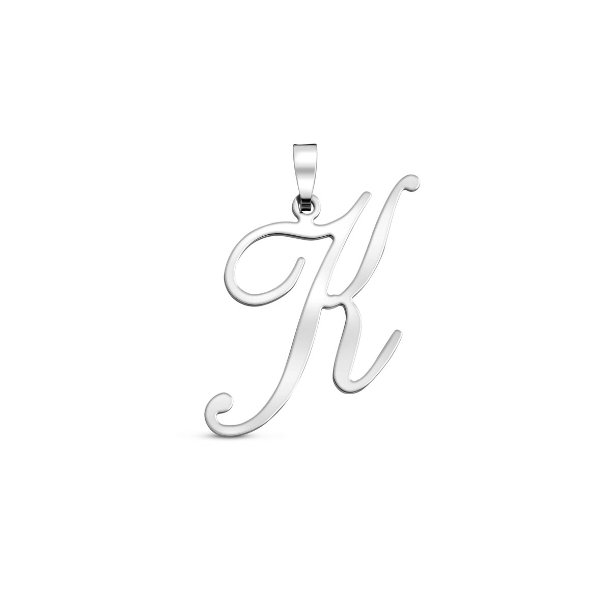 Gerhodineerd 925 Sterling zilveren hanger in de vorm van de letter K.
