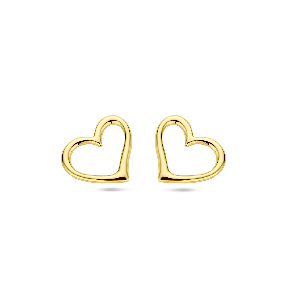 Verguld op 925 zilveren oorknoppen uitgevoerd in de vorm van een hart. De oorknoppen hebben een afmeting van 10.5x12mm. Geen garantie op de plating.