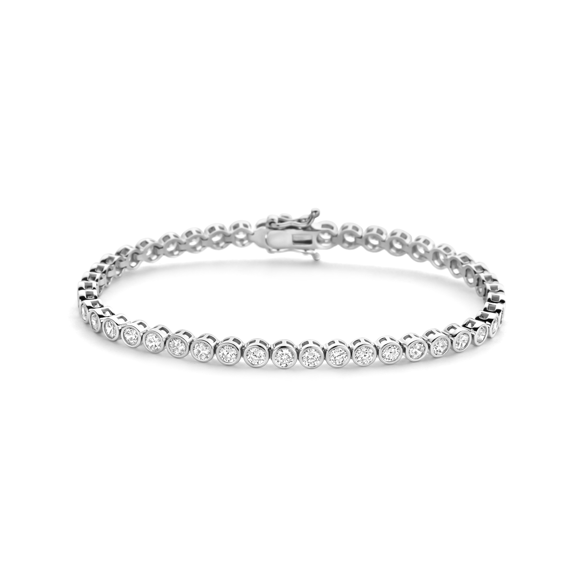 Gerhodineerd 925 zilveren tennisarmbanden met een schakelbreedte van 4mm.