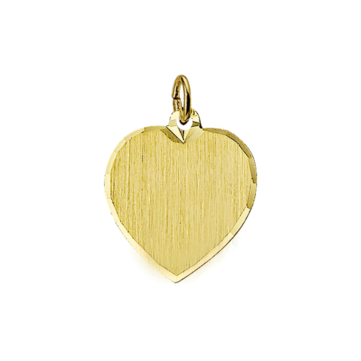 Geelgouden graveerhanger met een gediamanteerde afwerking en een dikte van 0.6mm.