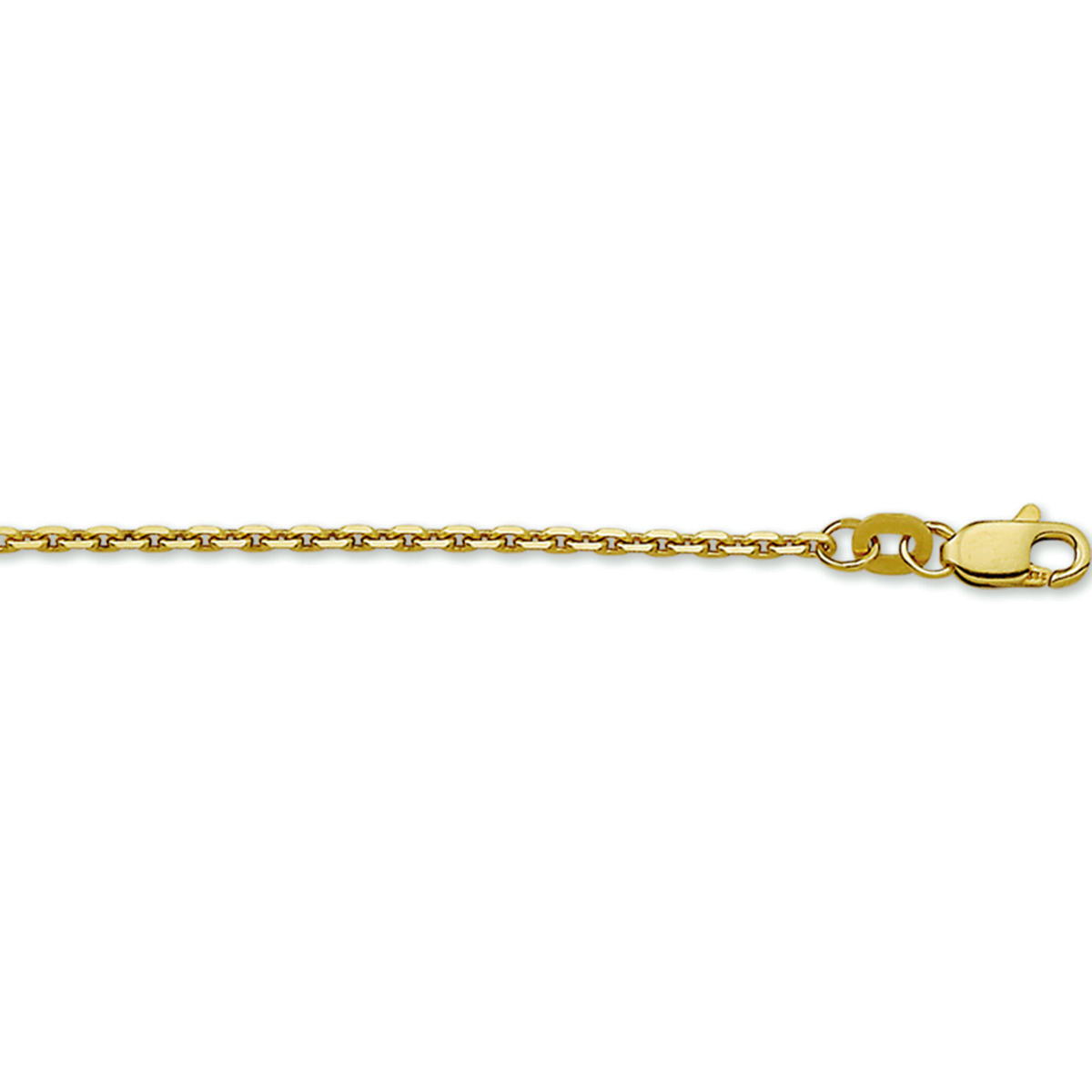 Geelgouden collier met anker schakel. De schakelbreedte is 1.6mm.