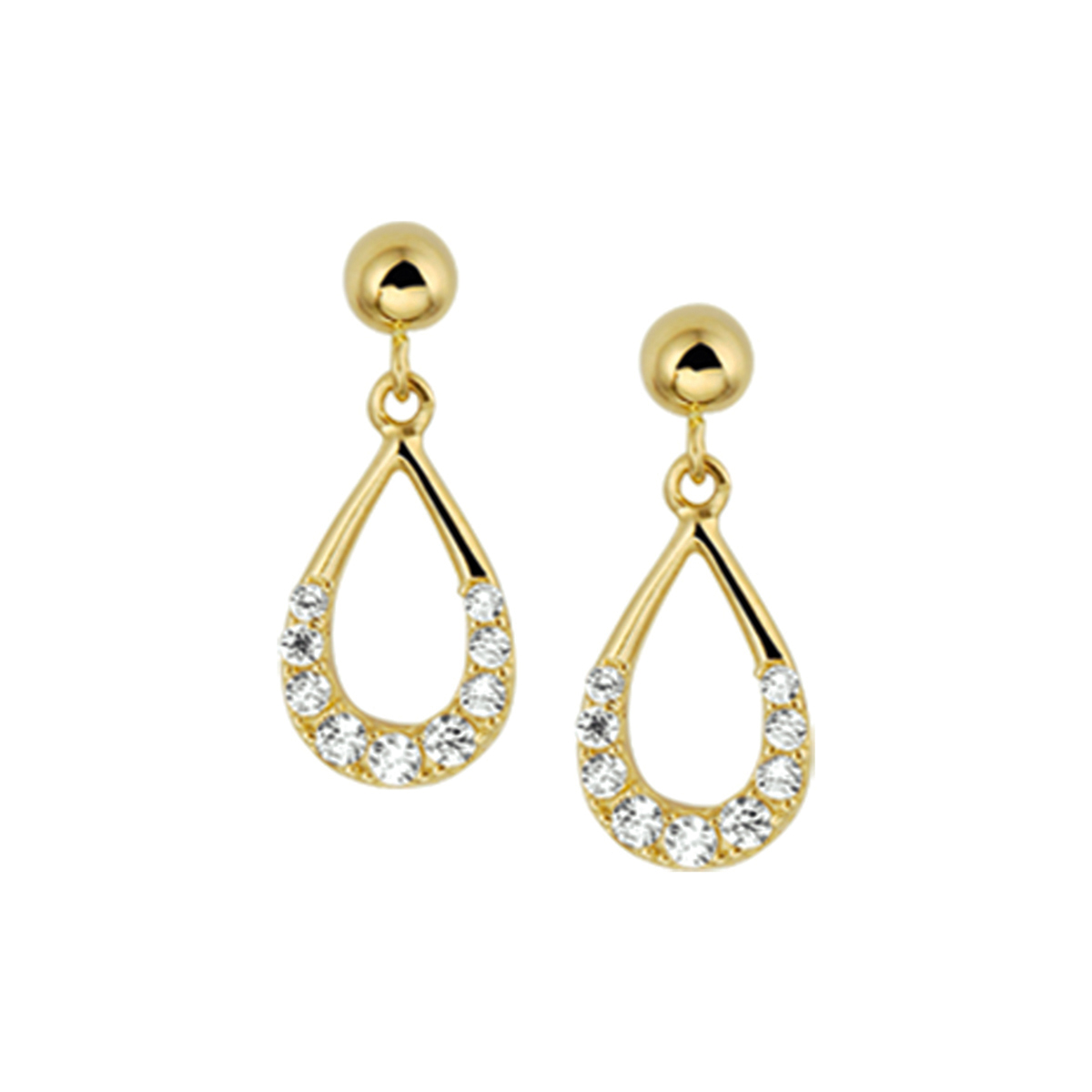 oorhangers zirkonia 14K geelgoud