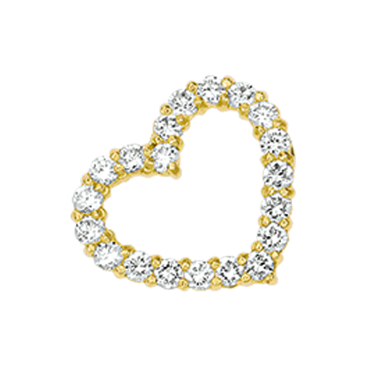 Geelgouden hanger met een hart van zirkonia.