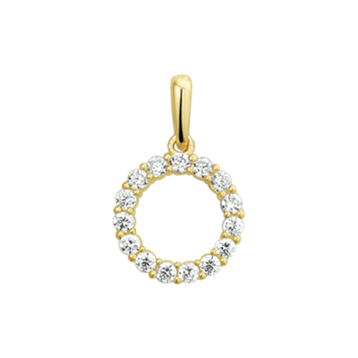 >14k Geelgouden hanger uitgevoerd met een schitterende zirkonia rij.