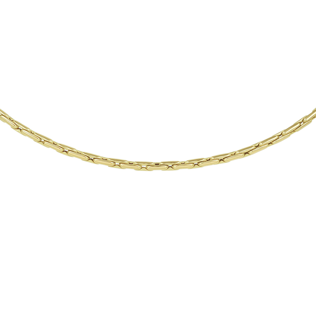 Geelgouden collier met een 2.7mm brede schakel en een lengte van 45cm uitgevoerd met een karabijn sluiting.