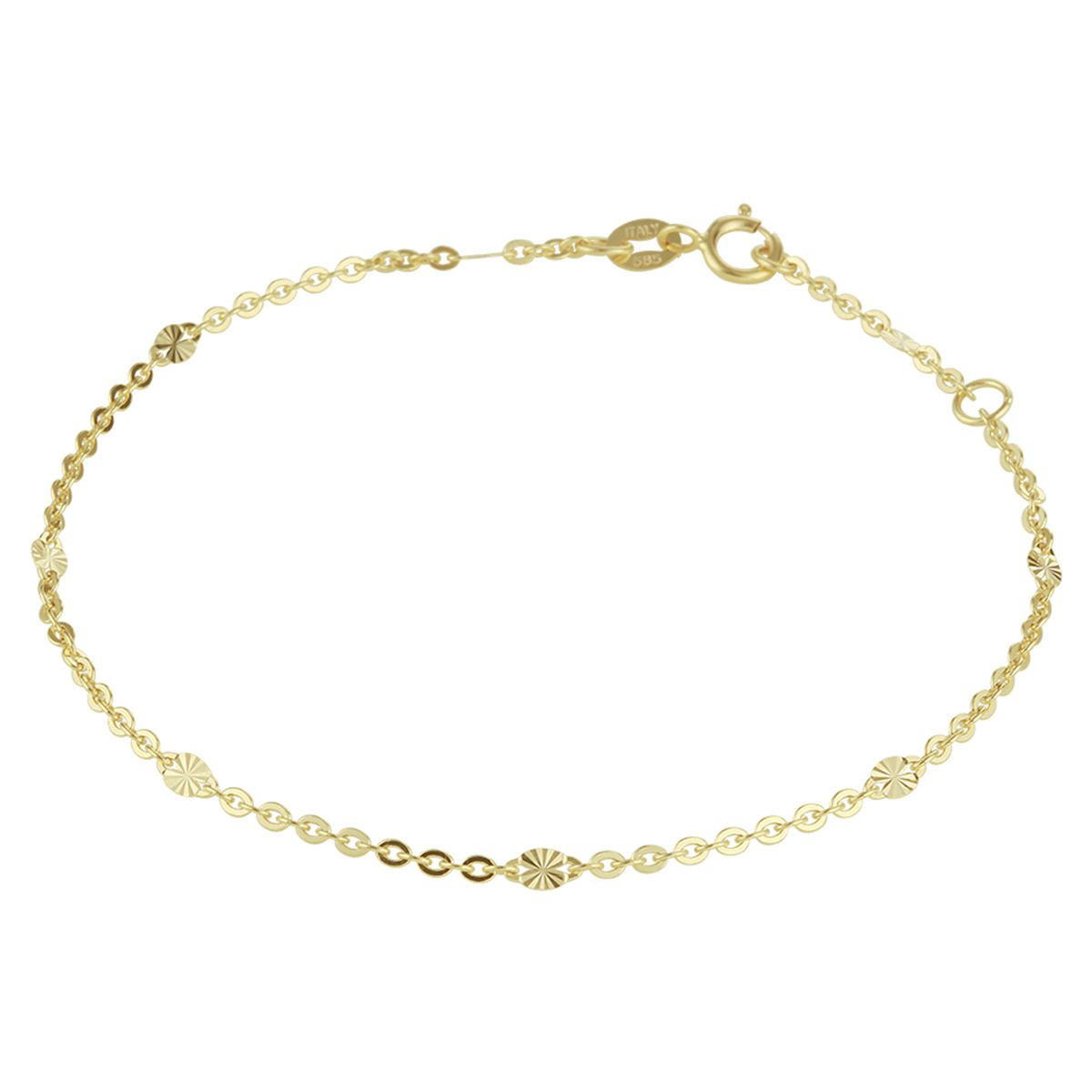14k Geelgouden anker armband met een breedte van 2.3mm. De armband heeft draaglengtes van 16 en 18cm. De schakelbreedte is 1.5mm.
