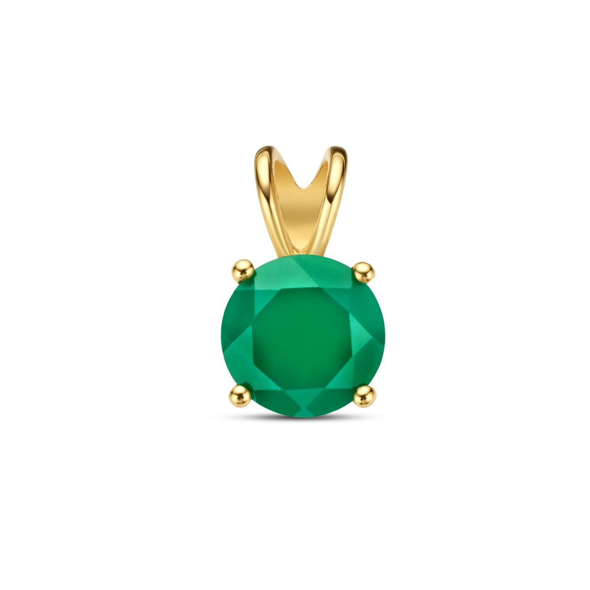 14k Geelgouden hanger uitgevoerd met een groen agaat.