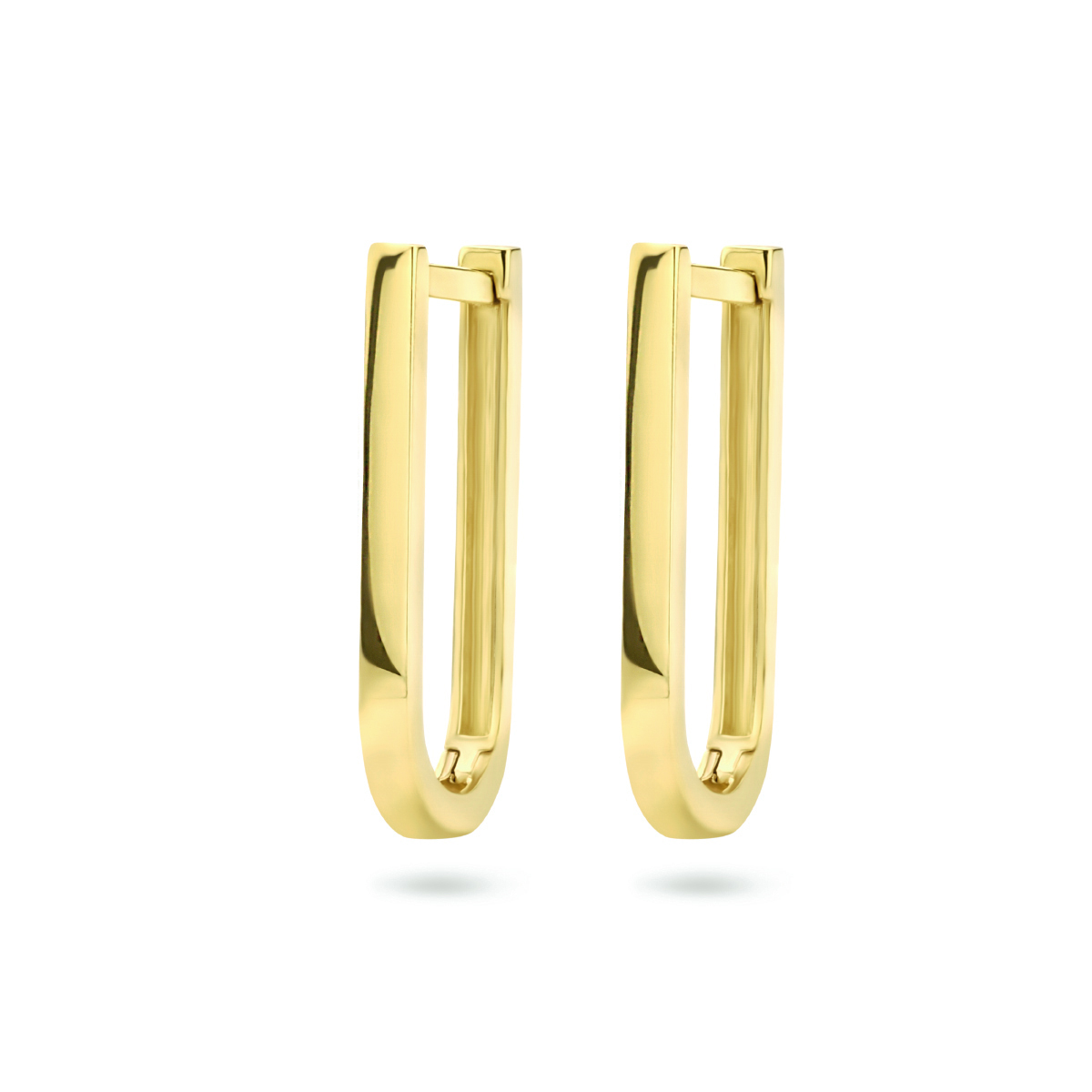 De 14 karaats Klapoorringen zijn prachtige creolen van goud met een scharniersluiting en glanzende afwerking. Deze nieuwe, goudkleurige oorbellen hebben een hoogte van 16,5 mm en een breedte van 1,5 mm. Perfect om dagelijks te dragen of voor speciale gelegenheden. Combineer met andere gouden sieraden voor een elegante, tijdloze look. 