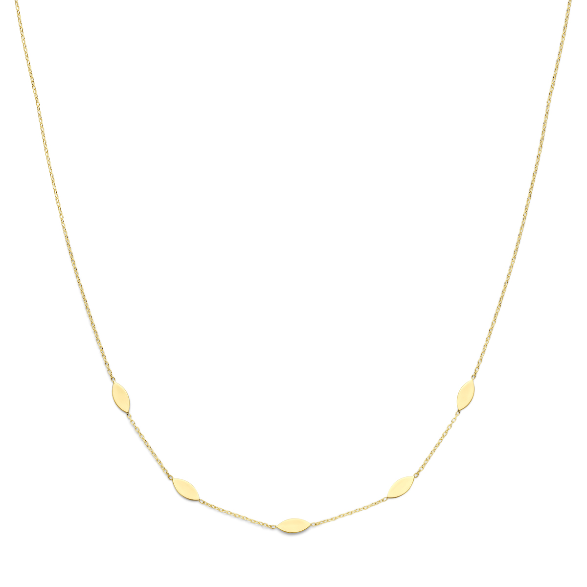 14k Geelgouden collier met draaglengtes van 40-42-44cm. Uitgevoerd met karabijnsluiting.