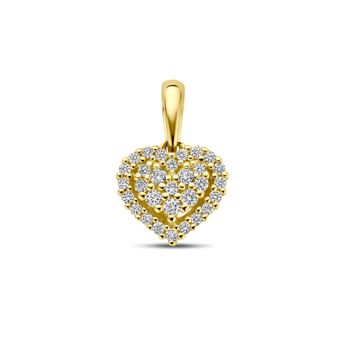 De Hanger hartje diamant met modelnummer 4031190 is een prachtige gouden charme met een gewicht van 0.8 gram en een breedte van 8.5 mm. Het bevat een schitterende diamant van 0.15ct met H SI-kwaliteit. Perfect om te dragen aan een ketting voor een elegante en verfijnde uitstraling. Voeg glans aan elke outfit toe.