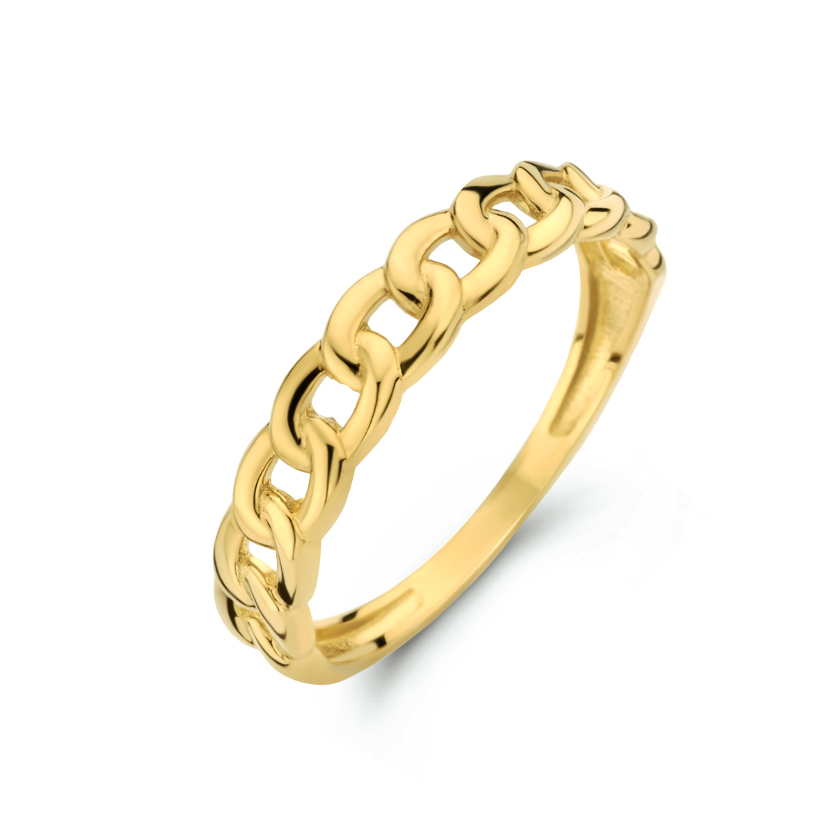 14k Geelgouden ring met een breedte van 4mm.