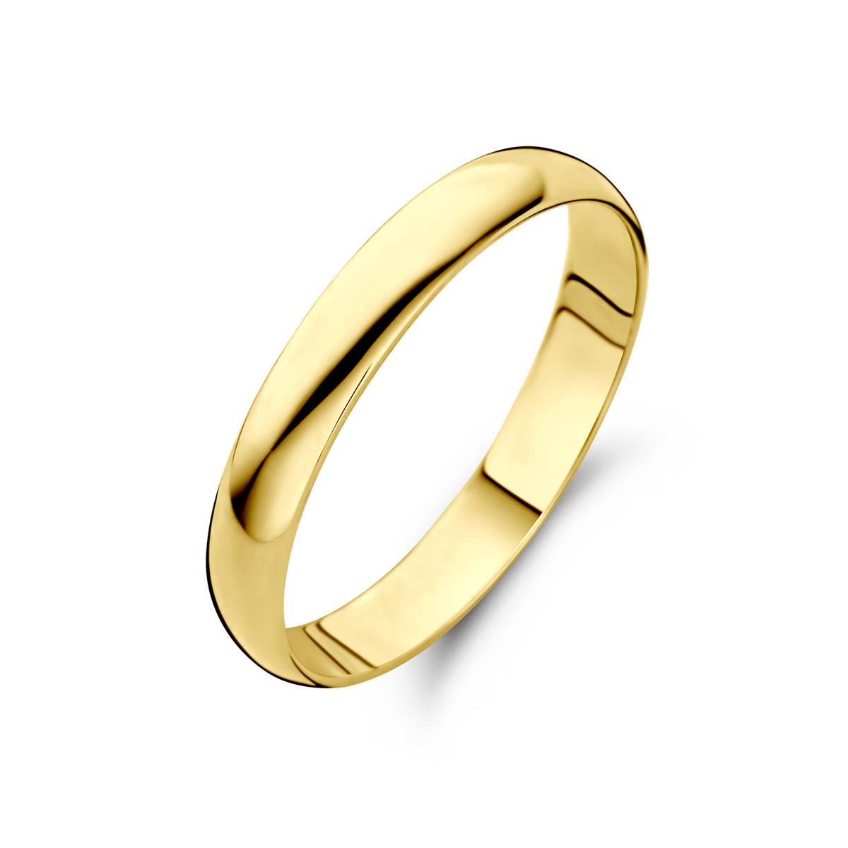 14k Geelgouden ring met een breedte van 3mm.