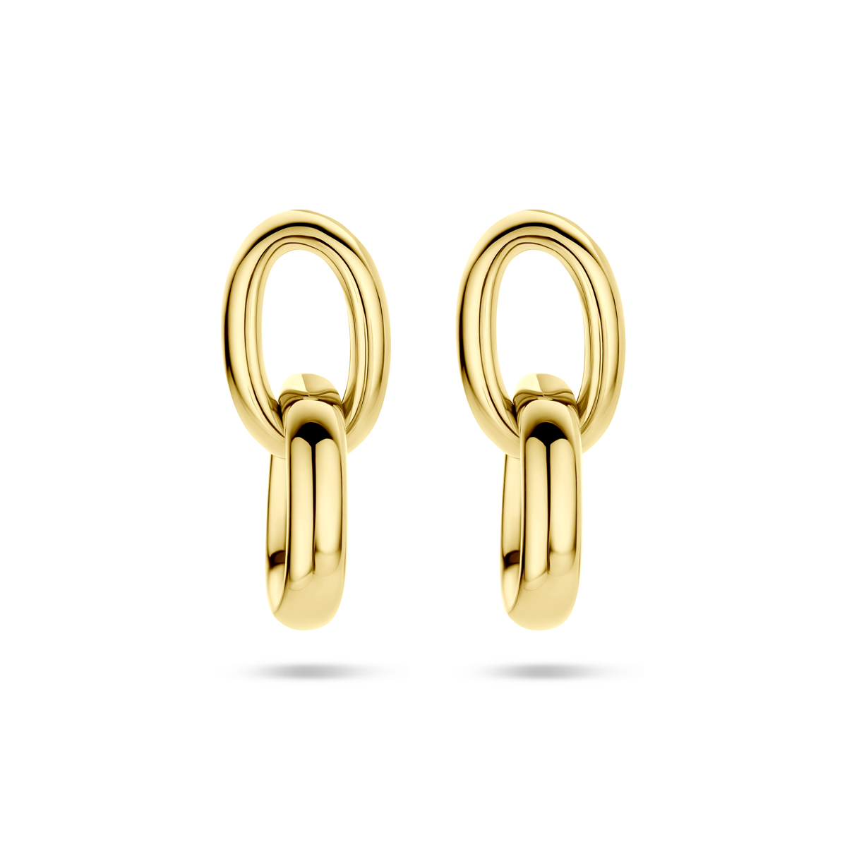 14k Geelgouden oorhangers met een totale hoogte van 24mm.