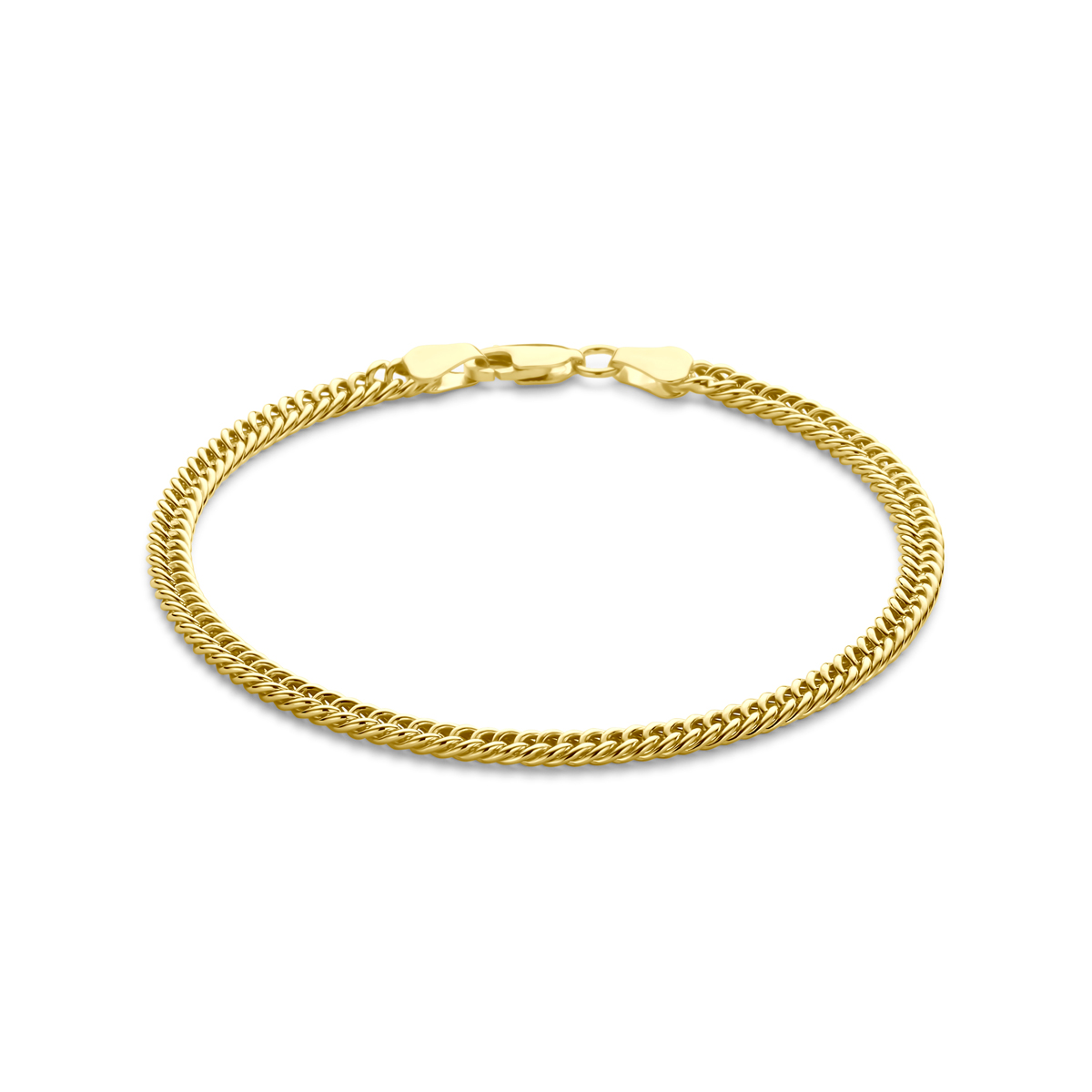 De SilGold Armband Gourmette, is een verfijnd juweel met een glanzende afwerking en een breedte van 3,8 mm. Het is gemaakt van hoogwaardig edelmetaal. Het draagt elegant als een subtiele aanvulling op de pols. Perfect te combineren met andere sieraden voor een luxe touch bij elke gelegenheid.