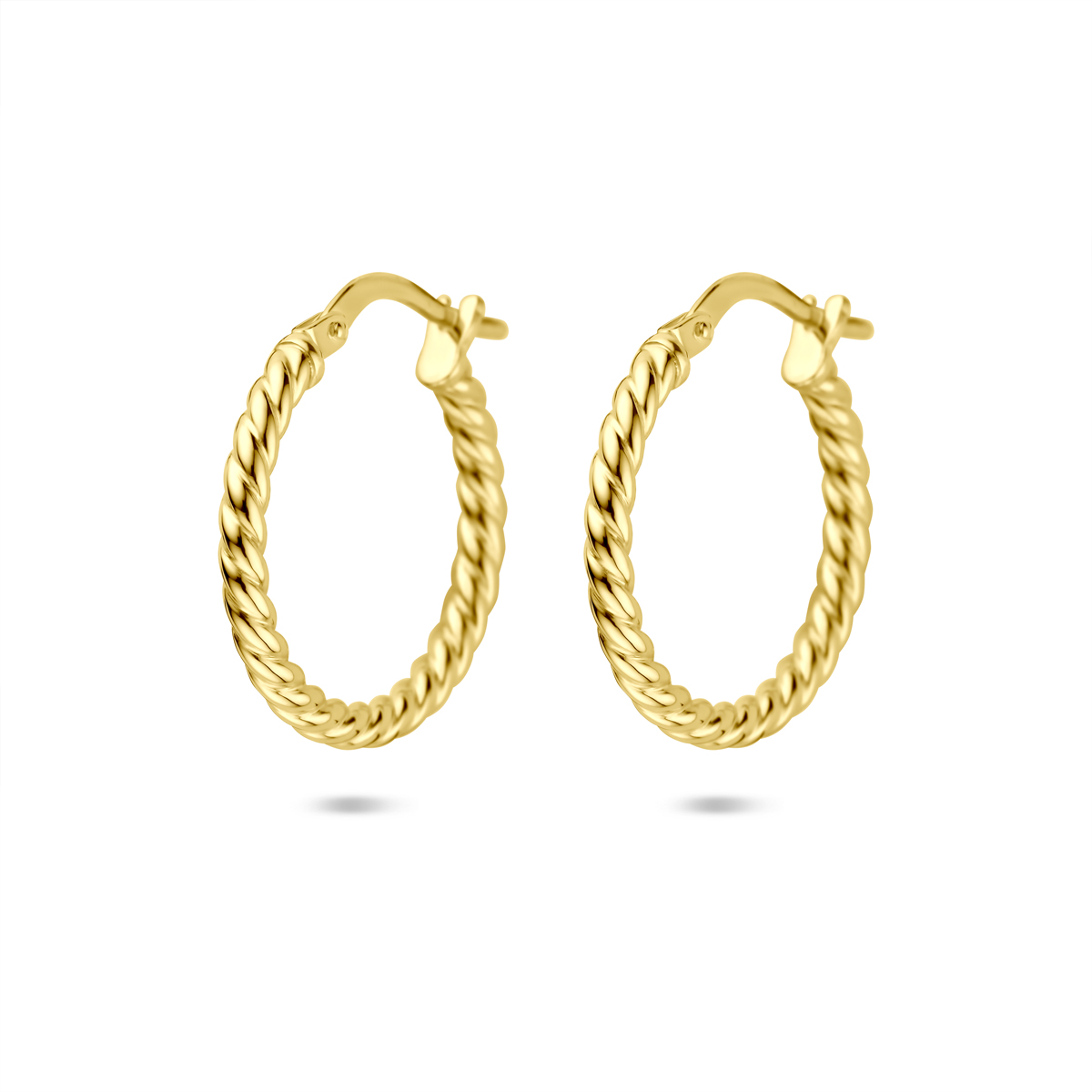 14k Geelgouden oorringen met een kern van 925 zilveren. De oorringen hebben een dikte van 2mm.