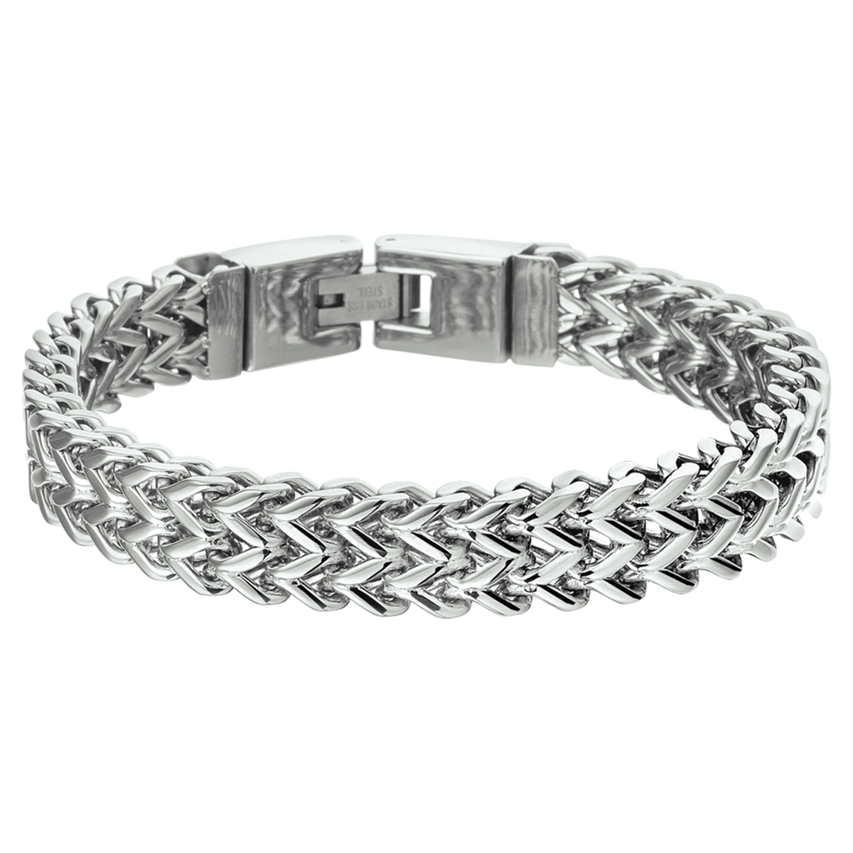 Stalen armband. De schakelbreedte is 10mm.