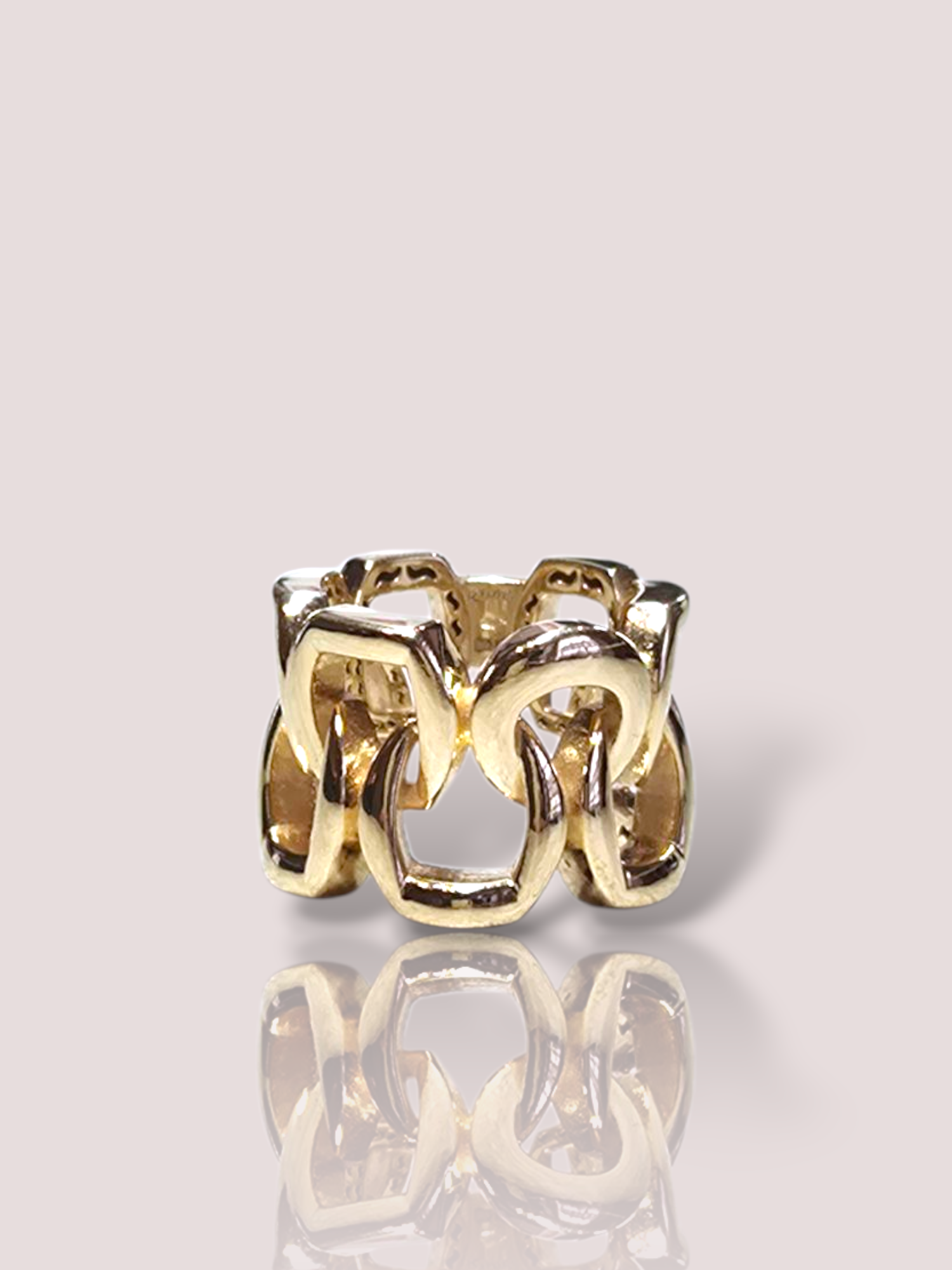 Deze 18k geel gouden House of Bruens statement ring, is een opvallend sieraad. Deze ring straalt luxe en elegantie uit. Het is een waar statement door het geweldige formaat! De ring is 1,8 mm hoog en heeft een prachtig opengewerkt ontwerp. 

Draag hem solo voor een gedurfde look of combineer met subtiele accessoires voor een evenwichtige stijl. Perfect voor speciale gelegenheden of om je dagelijkse outfit te verfraaien.