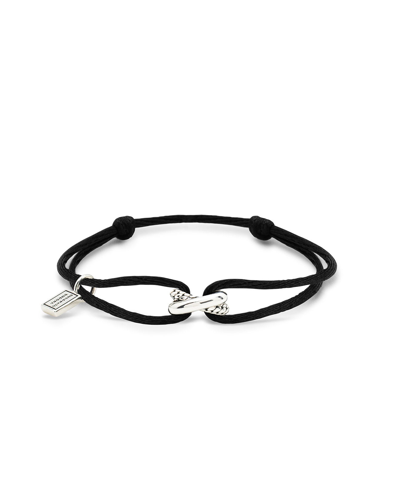 Buddha to Buddha - Zilveren koord armband met Ben tussenstuk, 005 one Cord Ben, verstelbare lengte - 001J050050100