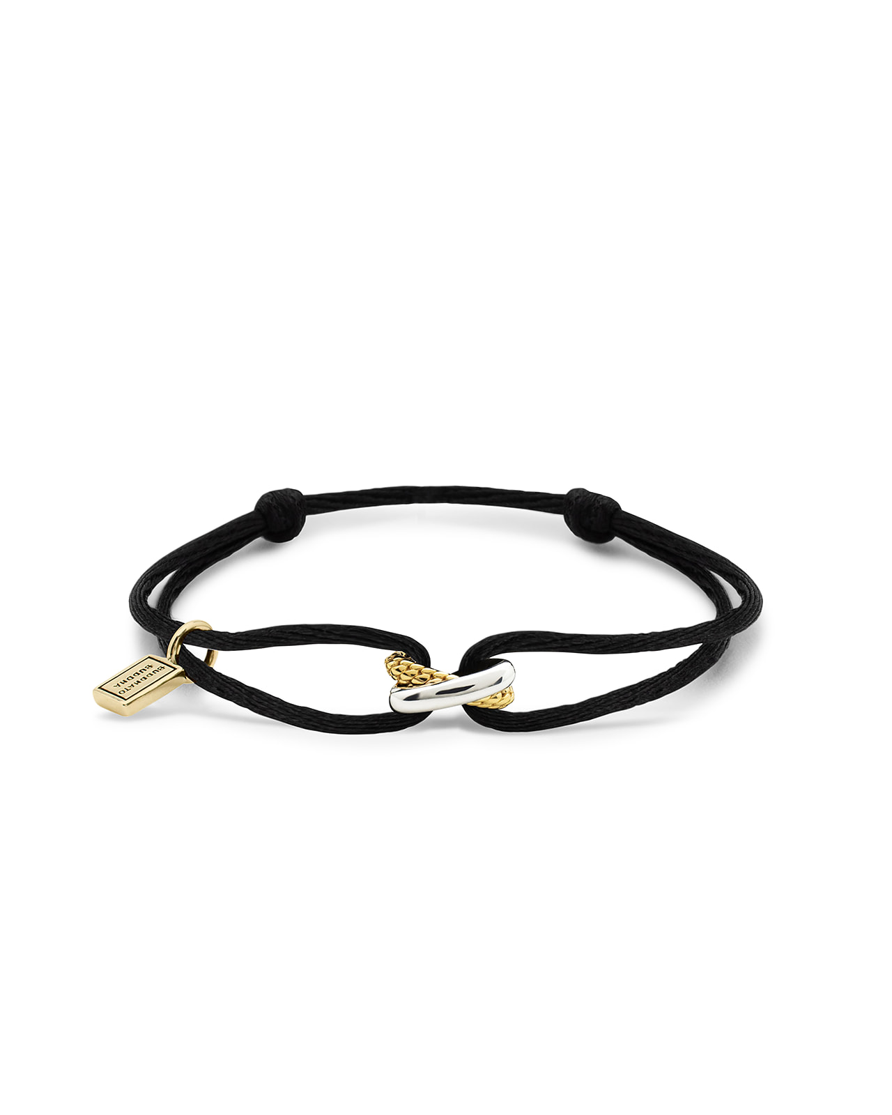 Buddha to Buddha - Zilveren koord armband met Ben tussenstuk, deels verguld, 005GV one Cord Ben, verstelbare lengte - 001J050050100
