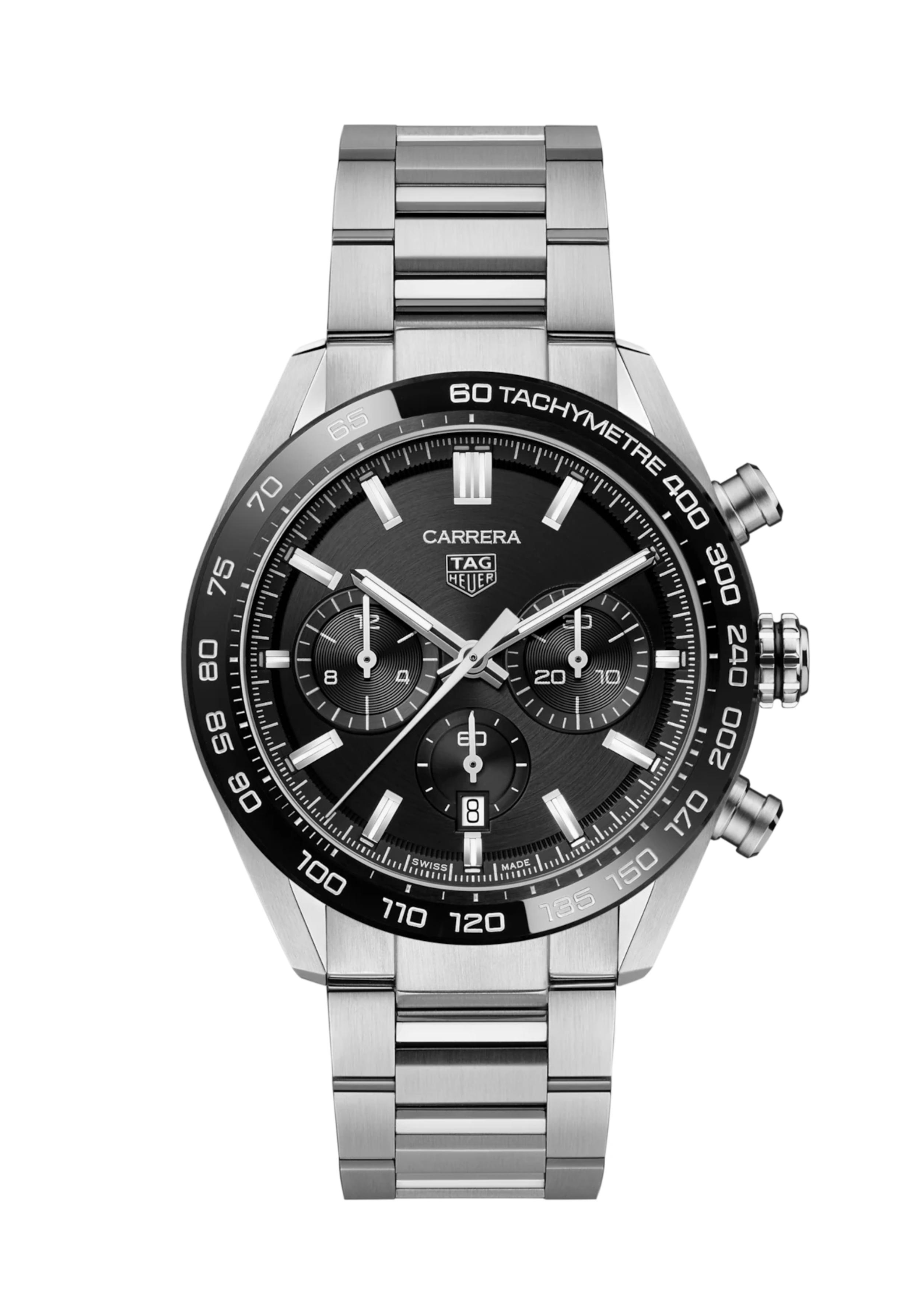 Dit TAG Heuer horloge behoort tot de Carrera collectie. Referentienummer: CBN2A1B.BA0643

Een TAG Heuer Carrera-chronograaf met alle prestige van zijn autosporterfgoed. Met een 44 mm fijngeborstelde en gepolijste stalen kast, ons fabricage Heuer 02 automatisch uurwerk en zwarte geborstelde wijzerplaat, onderbroken door een tweede indicator en twee zwarte chronograaf tellers, zorgt voor een onverslaanbare functionele stijl.

De TAG Heuer Carrera is voorzien van een Automatic Chronograph Manufacture Heuer 02 uurwerk met 80 uur gangreserve en de kast is gemaakt van edelstaal. Het horloge heeft een diameter van 44 mm en is getest op een waterdichtheid van 10 ATM / 100 meter.

Uw TAG Heuer horloge is 24 maanden na aankoop beschermd onder fabricage garantie. De duur van de garantieperiode van 2 jaar kan worden verlengd naar 5 jaar. Om dit te doen, nodigen wij u uit om een account aan te maken of in te loggen op uw MyTAGHeuer online account en vervolgens uw horloge te registreren. U ontvangt dan een gratis garantieverlenging van 3 jaar.