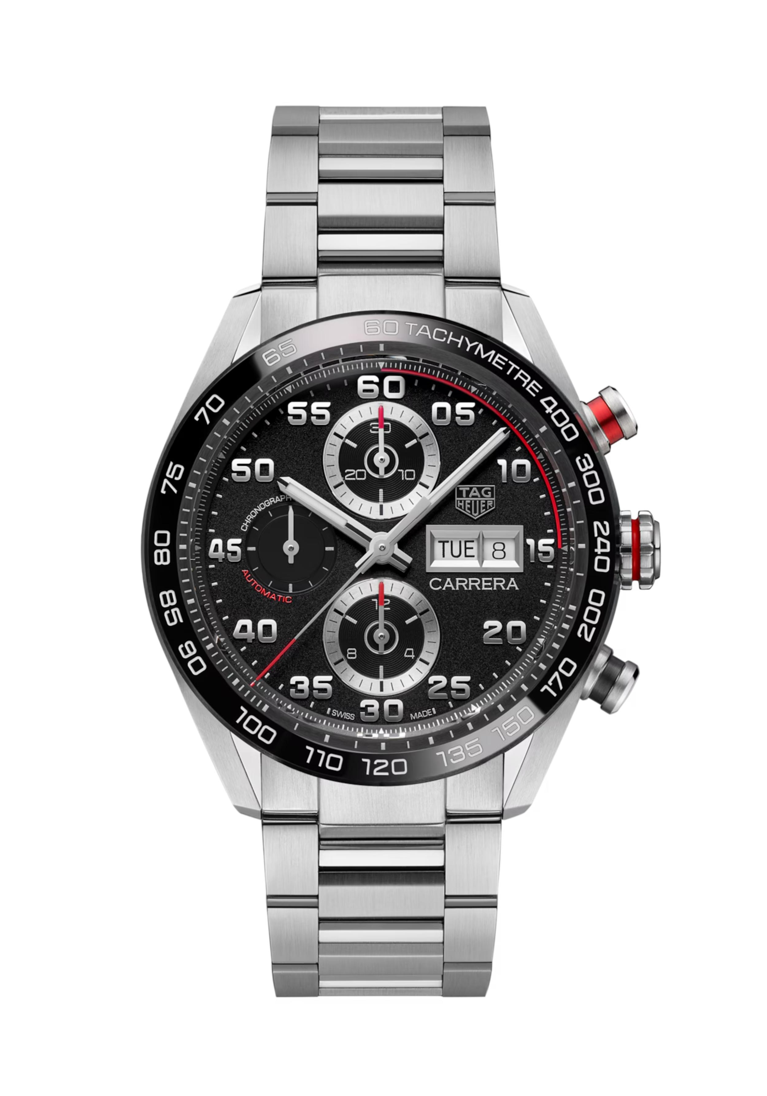 Dit TAG Heuer horloge behoort tot de Carrera collectie. 

Referentienummer: CBN2A1AA.BA0643

De TAG Heuer Carrera is voorzien van een Calibre 16 Automatic uurwerk met een gangreserve van 42 uur. De kast is gemaakt van edelstaal. Het horloge heeft een diameter van 44 mm en is getest op een waterdichtheid van 10 ATM / 100 meter. De horlogeband is gemaakt van edelstaal.

Het kenmerkende ontwerp van de TAG Heuer Carrera schijnt door in deze vernieuwde klassieker. Talrijke sportieve upgrades en ergonomische verbeteringen aan de kast en wijzerplaat eren de kracht van het karakter van deze iconische chronograaf.

Uw TAG Heuer horloge is 24 maanden na aankoop beschermd onder fabricage garantie. De duur van de garantieperiode van 2 jaar kan worden verlengd naar 5 jaar. Om dit te doen, nodigen wij u uit om een account aan te maken of in te loggen op uw MyTAGHeuer online account en vervolgens uw horloge te registreren. U ontvangt dan een gratis garantieverlenging van 3 jaar.