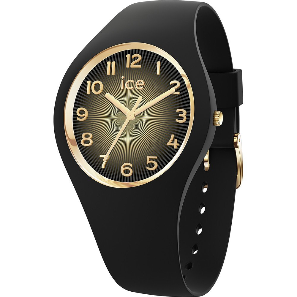 De ICE champagne Black gold shades S37 3H horloge, modelnummer 025258, heeft een zwarte siliconen/plastic kast en band. Het horloge heeft geen datumfunctie. Draag dit stijlvolle horloge bij zowel casual als chique outfits voor een elegante touch. Perfect te combineren met goudkleurige accessoires voor een extra luxe uitstraling.  

**Kenmerken:**  
- Geen datumfunctie  
- Materiaal: plastic/siliconen  
- Kleur band: zwart  