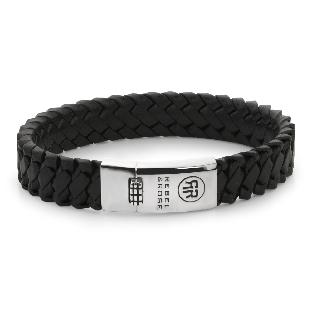 Rebel & Rose Armband Heren Absolutely Leather - Braided Apollo Black - M 