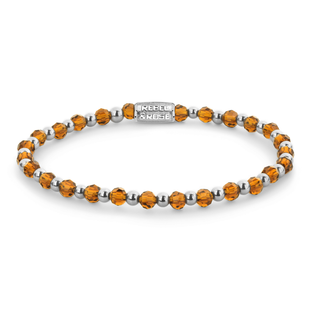 Armband van het merk Rebel & Rose. De armband heeft een hoogwaardige elastische stretch koord, met 4mm van Hematiet, Glas Rock.