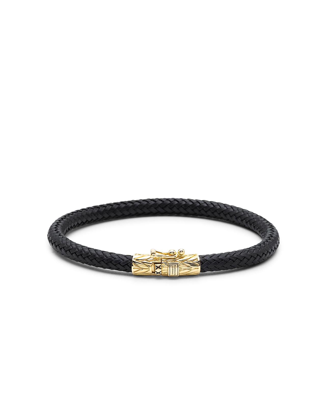 Buddha to Buddha - Zilveren/Lederen armband Ellen Black,149BL GV, verguld - 001J05149E904
