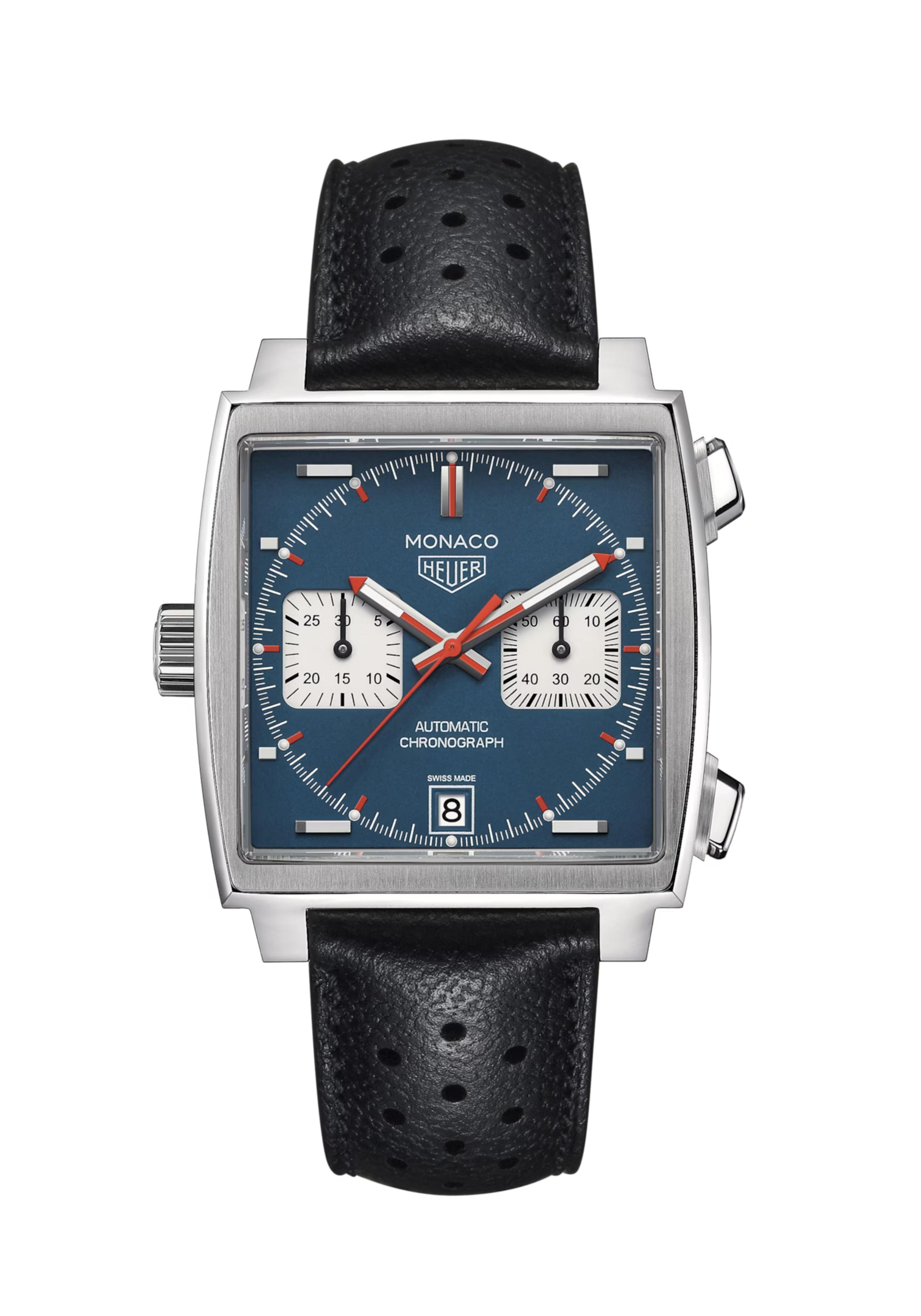 Dit TAG Heuer horloge behoort tot de Monaco collectie. Referentienummer: CAW211P.FC6356

De Monaco, die voor het eerst werd gezien om de pols van Steve McQueen in de klassieke racefilm Le Mans in 1969, is een tijdloos icoon van revolutionair design.
De baanbrekende ontwerpelementen zijn allemaal aanwezig: blauwe wijzerplaat met horizontale stalen indexen, zilveren sub-wijzerplaten voor chronograafminuten en chronograafuren, datum op 6 uur en een rode chronograafwijzer om het een racetintje te geven.
De ultieme race ‘touch’ wordt geleverd door de serieus stijlvolle horlogeband: zwart kalfsleer met een speciale afwerking, geïnspireerd op racebaanasfalt.

De TAG Heuer Monaco is voorzien van een Automatic Calibre 11 uurwerk met een power reserve van 40 uur. De horlogekast is gemaakt van edelstaal. Het horloge heeft een diameter van 39 mm en is getest op een waterdichtheid van 10 ATM / 100 meter. De horlogeband is gemaakt van leer. 

Deze automatische chronograaf Monaco Calibre 11 is HET originele model, de allereerste vierkante en waterdichte chronograaf ter wereld. Revolutionair en icoon van de "King of cool" Steve McQueen, deze editie van calibre 11 heeft nog steeds de beroemde kroon aan de linkerkant; het was een manier om te laten zien dat handmatig opwinden niet langer nodig was.

Uw TAG Heuer horloge is 24 maanden na aankoop beschermd onder fabricage garantie. De duur van de garantieperiode van 2 jaar kan worden verlengd naar 5 jaar. Om dit te doen, nodigen wij u uit om een account aan te maken of in te loggen op uw MyTAGHeuer online account en vervolgens uw horloge te registreren. U ontvangt dan een gratis garantieverlenging van 3 jaar.
