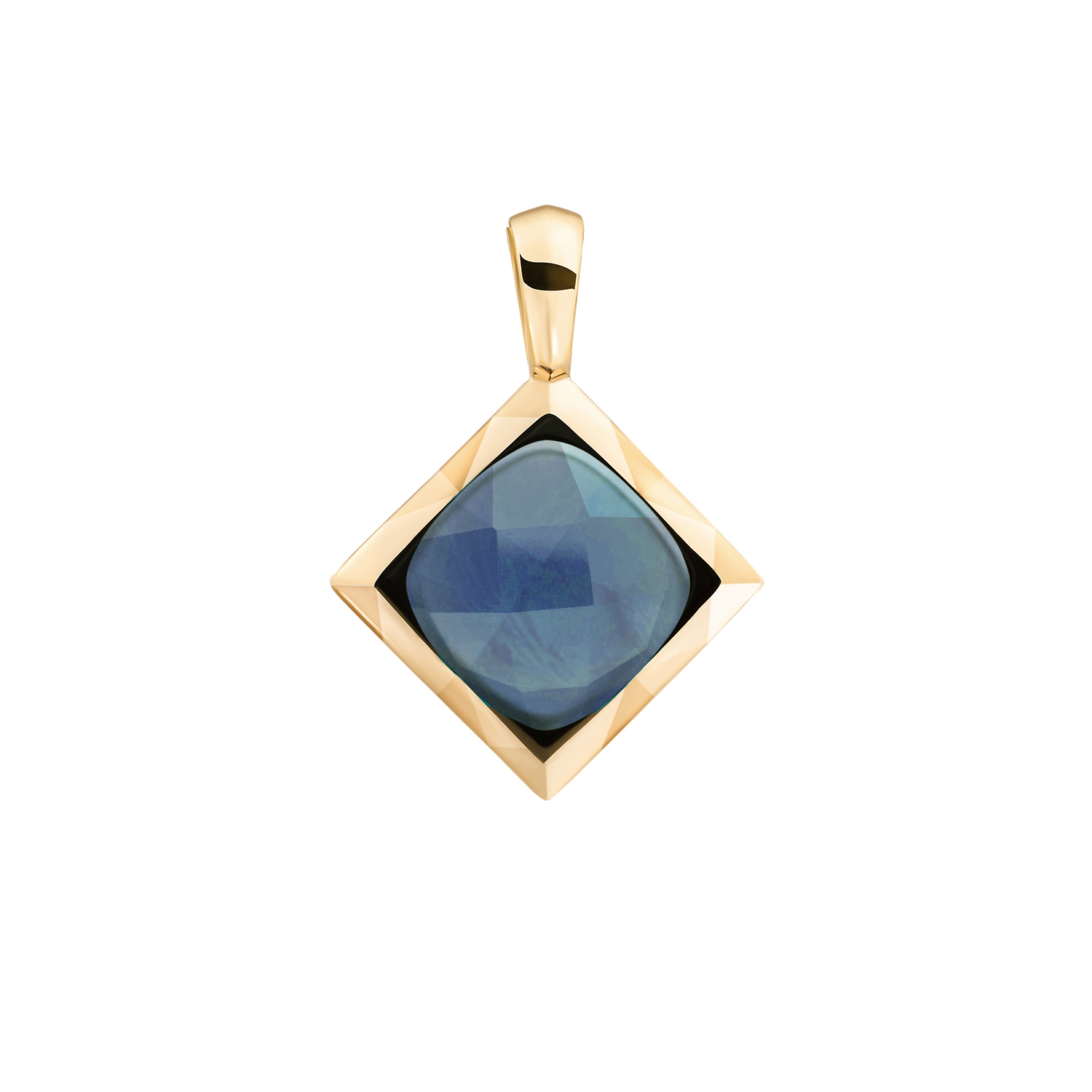Sparkling Jewels Pendant I Ocean Topaz Quartz Cushion Cut Amulet Gold