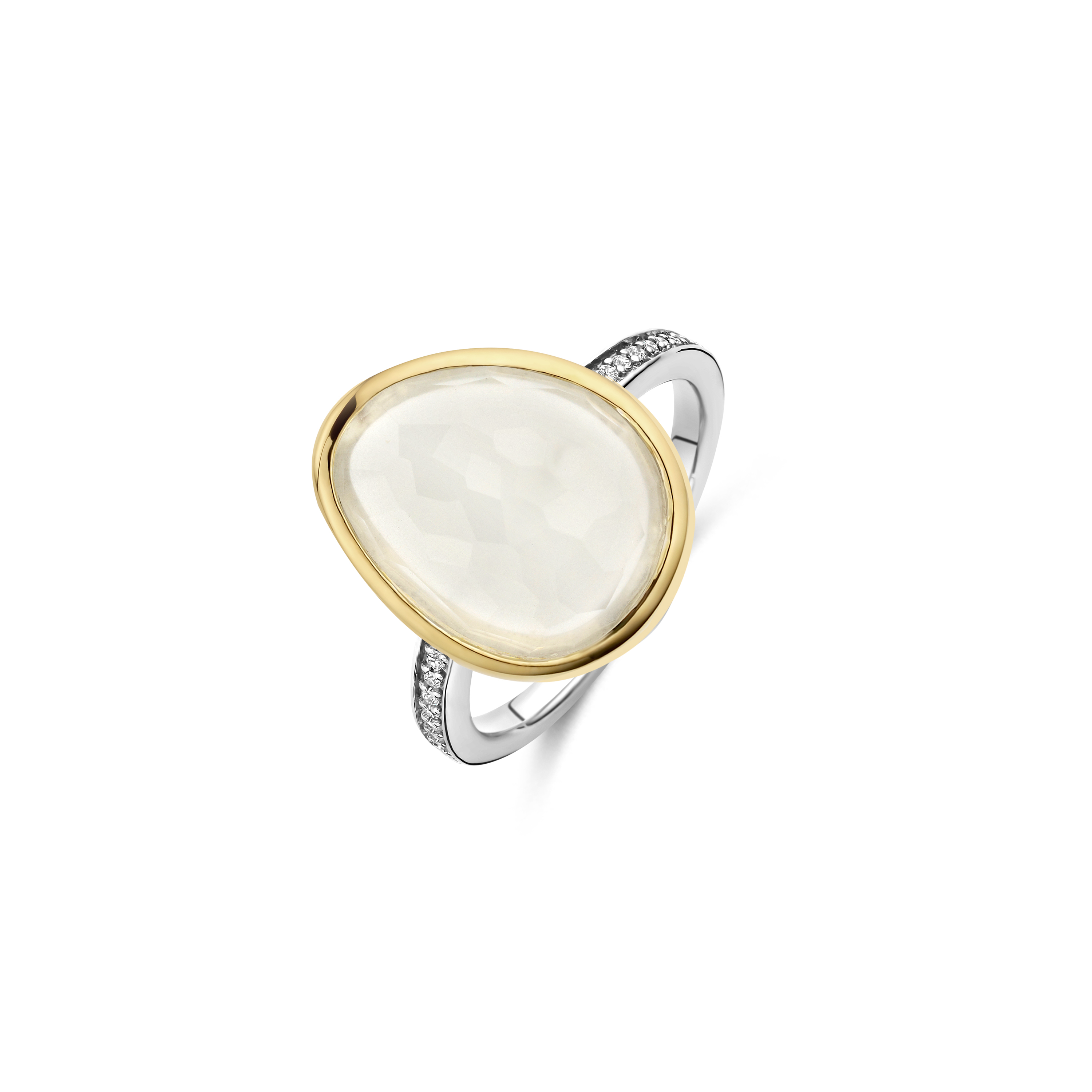 Ti Sento Milano - Bicolor zilveren damesring bezet met zirconia's - 12386MW/56