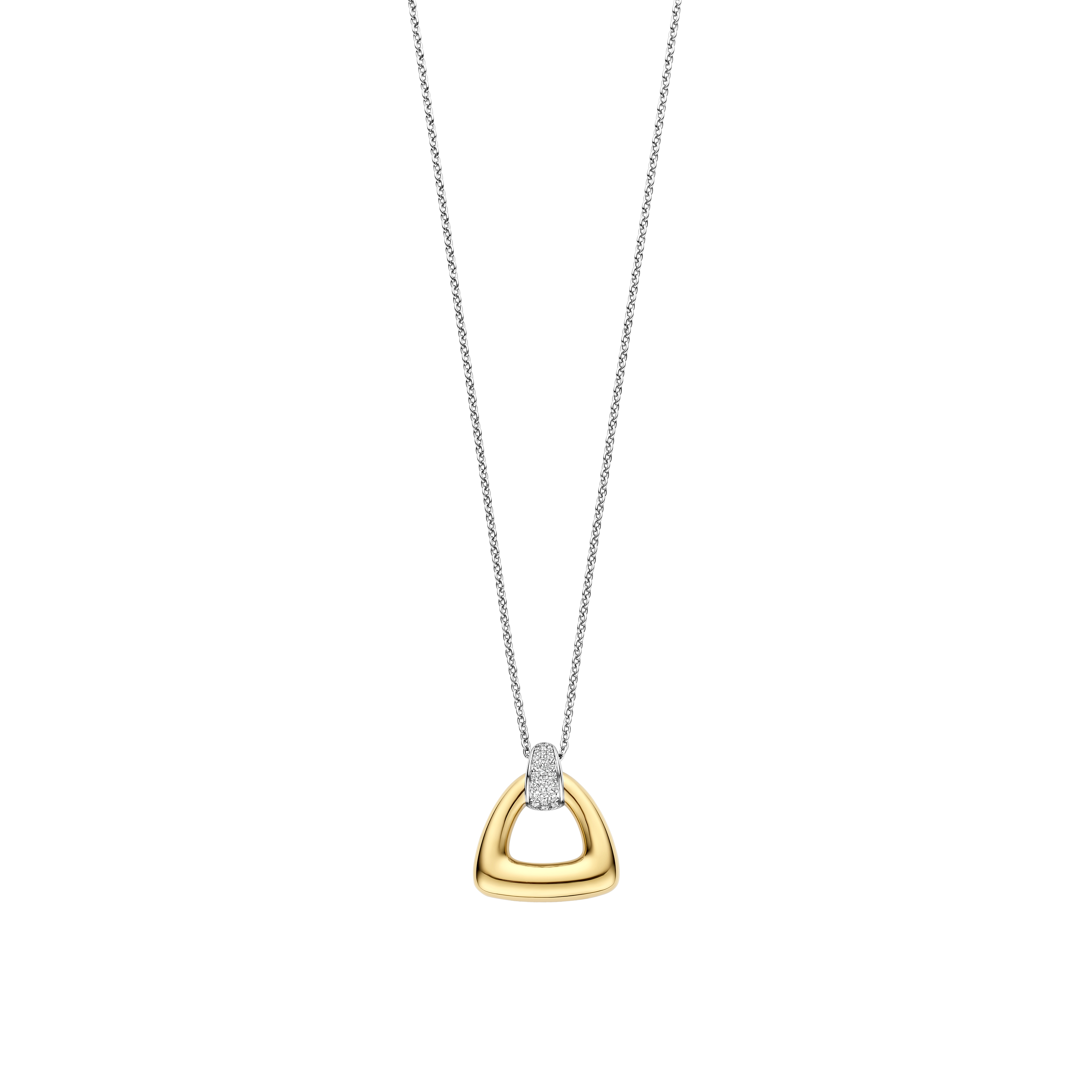 Ti Sento Milano - Zilveren collier incl hanger bezet met zirconia, deels verguld - 34108ZY/42