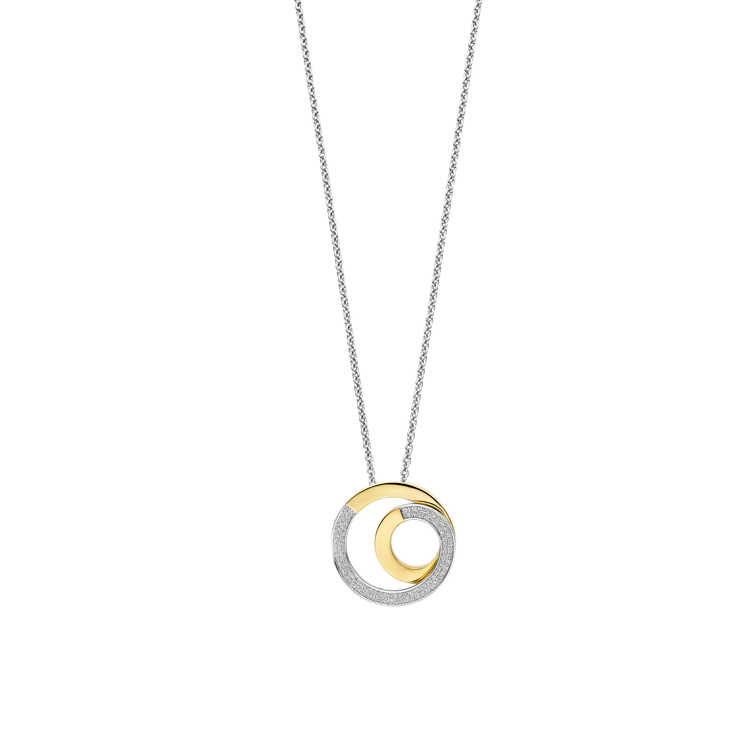 Ti Sento Milano - Zilveren collier incl. hanger bezet met zirconia's, deels verguld - 34109ZY