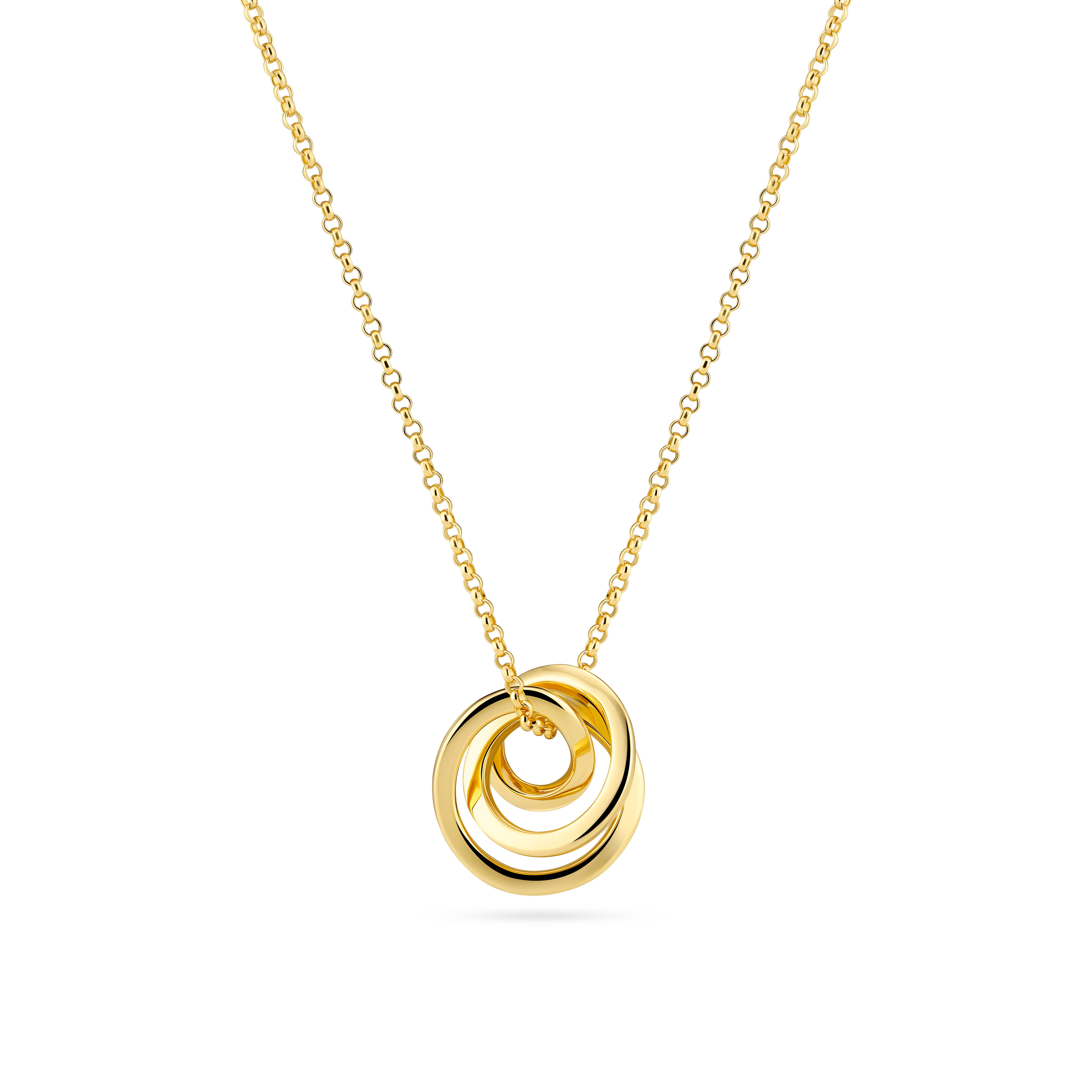 Zilver vergulde collier met ronde fantasie hanger.
Lengte van het collier is verstelbaar met een maximale lengte van 45 cm.