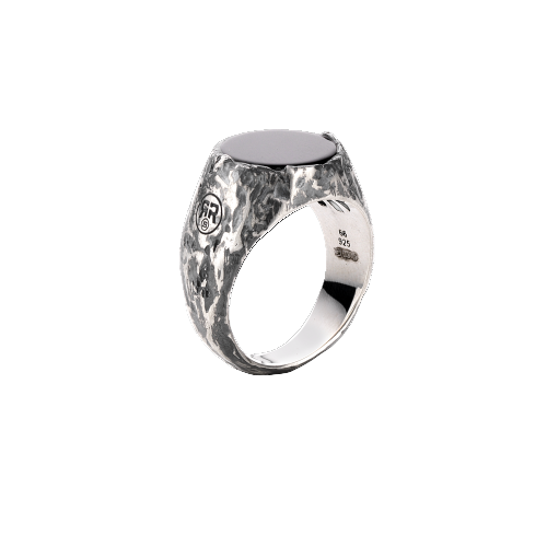 Rebel & Rose - Zilceren ring round vintage Onyx mt66 - RR-RG008-S-66