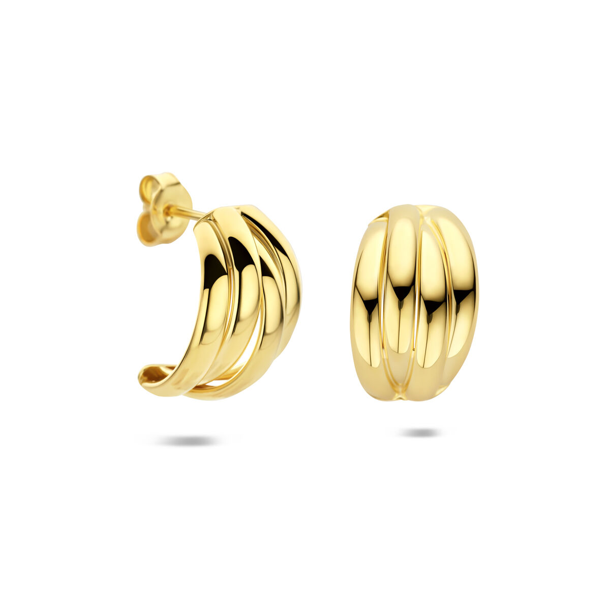 Zilver verguld oorstekers 4 banen 