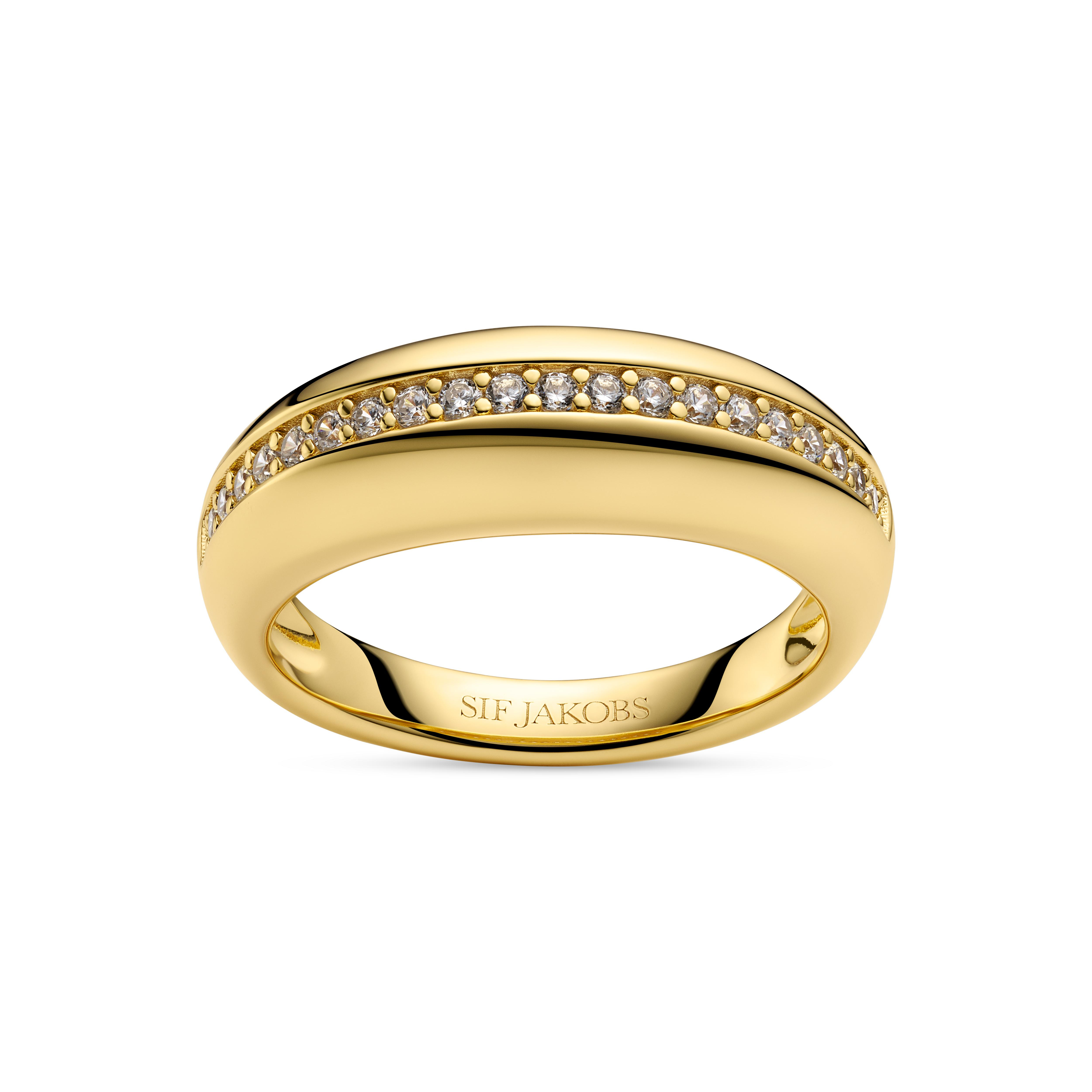 Zilver vergulde ring met zirkonia,s . Maat 56
