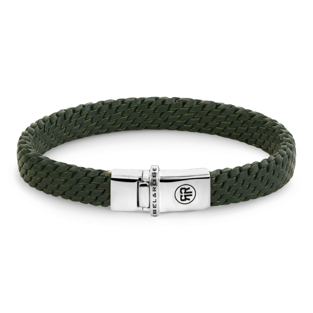 Rebel & Rose - Mastery Collection - Woven Green Ltd. met zilveren bakslot, 21cm - RR-L0180-S-L
