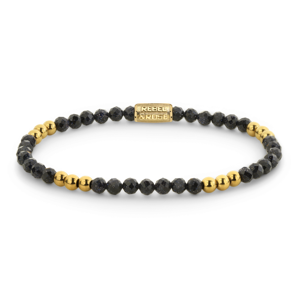 Rebel & Rose - Stones Only - Blue & Yellowgold Glam Rocks - 4mm Small 16.5cm - RR-40176-G-S