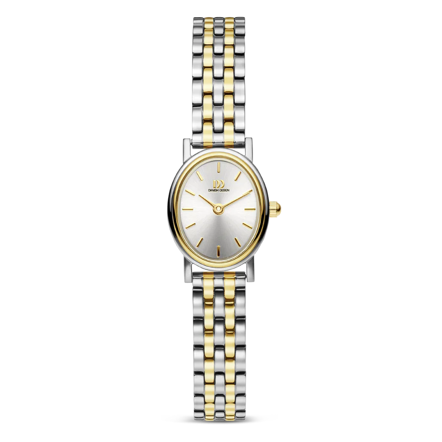 The Eloise Two-Tone blends tradition with modern sophistication. Its silver oval case and silver dial reflect the elegance of antique mirrors, while golden accents highlight its refined details. The two-tone strap adds a contemporary edge, making it the perfect choice for those who appreciate both classic beauty and modern versatility. With a quick-release strap system, the Eloise Two-Tone is as practical as it is graceful.