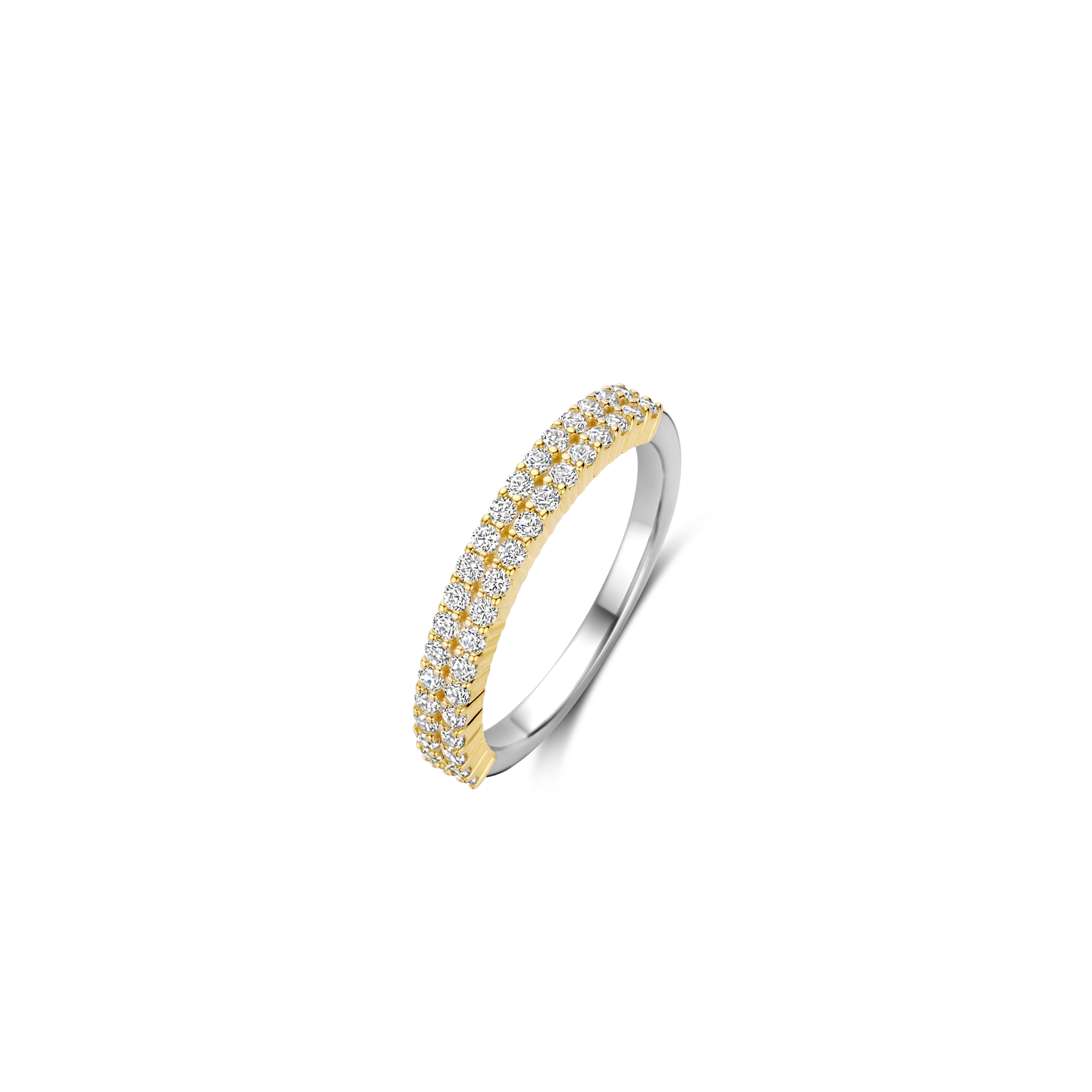 De Ti Sento Verguld Zilveren Ring model 12366ZY/54 is een elegante ring, gemaakt van 925 sterling zilver en goud/zilver gekleurd. Deze nikkelvrije ring in maat 54 is perfect voor dagelijks gebruik. Draag deze veelzijdige ring solo voor een subtiele look of combineer met andere sieraden voor een gedurfde stijl. Perfect voor elke gelegenheid.
