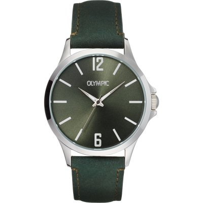 Olympic OL72HSL082 Danny Horloge Staal 40mm 
Dit unieke Olympic horloge met artikelnummer: OL72HSL082 is een herenhorloge met een classic sportieve uitstraling. Het horloge heeft een ronde stalen kast met een groene wijzerplaat met de 12 en de 6 in Romeinse cijfers en de andere uursaanduiding in strepen. Aan de kast zit een groene lerenband met een gespsluiting. Het horloge heeft een mineraalglas, een doorsnee van 40mm en is 5ATM.

Het merk:
Een mooi horloge hoeft niet duur te zijn! Het Nederlandse horlogemerk Olympic levert stoere chronografen, slimline series, digitale uurwerken en elegante dameshorloges. De prijs-kwaliteitverhouding staat bij Olympic hoog in het vaandel met prijzen die uiteenlopen van € 34,95 tot en met € 169,00.

100% Nederlands ontwerp, waterdicht en standaard 3 jaar fabrieksgarantie.

Specificaties:
- Ronde kast Ø 40mm
- Stalen horlogekast
- Groene wijzerplaat
- Groene lerenband
- 5ATM 
- Standaard 3 jaar fabrieksgarantie
- Mineraalglas