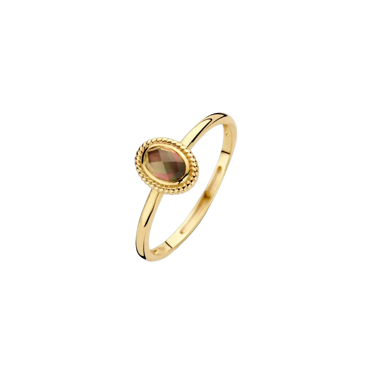 Blush - 14kt geelgouden damesring bezet met tijgeroog - 1239YBQ/54