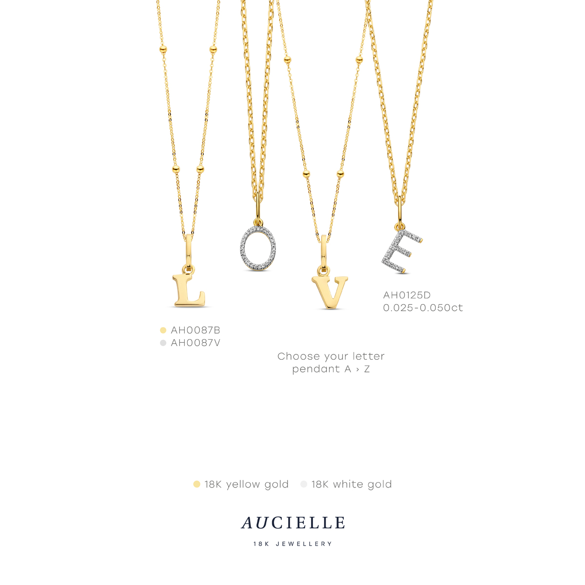 AuCielle letter T goud 18k - AH0125D/T