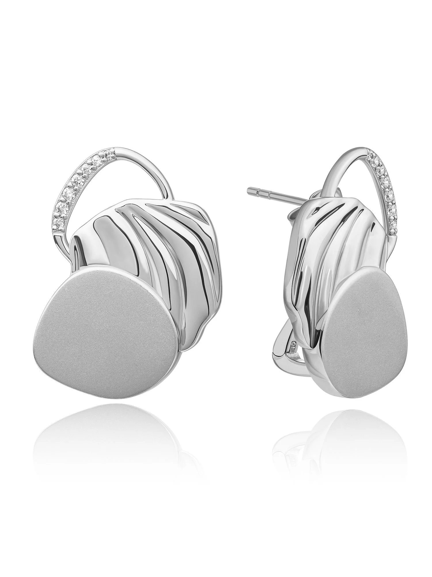 Sparkling Jewels Earrings Uneven Push Back Earrings Silver CZ