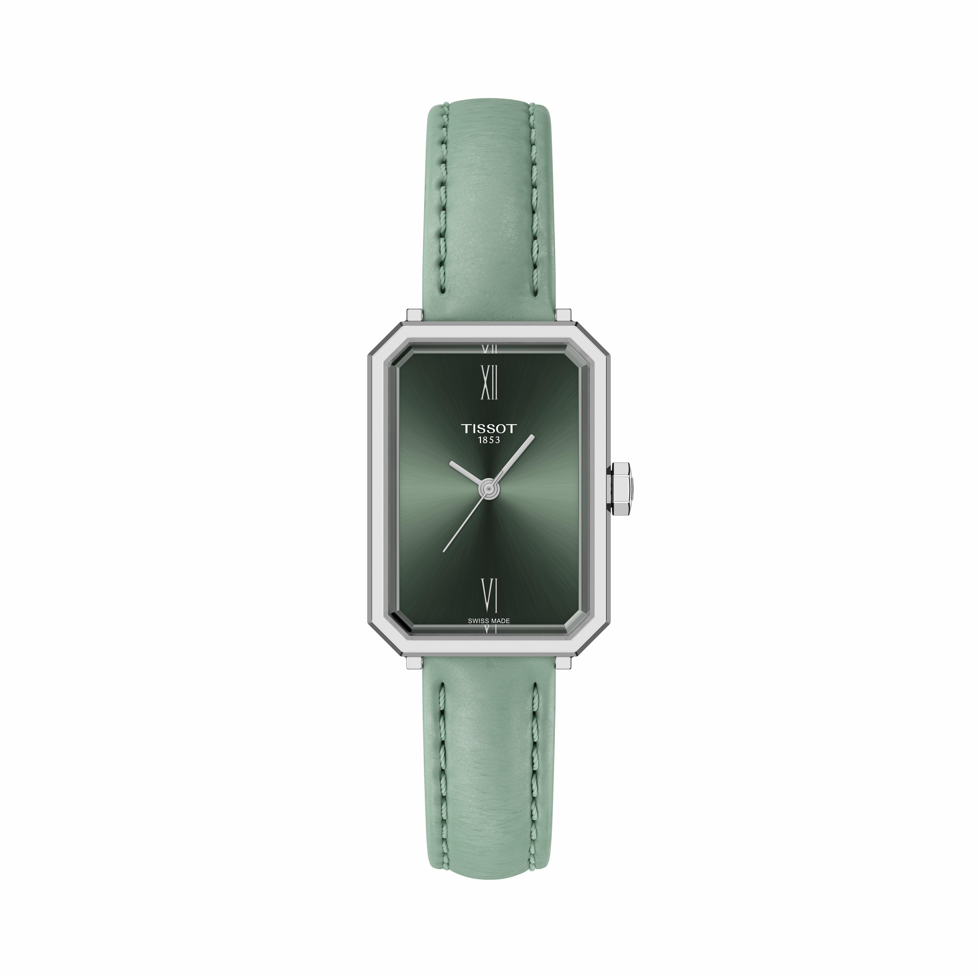 De Tissot SRV T1601101609300 is een elegante polshorloge met groene wijzerplaat en band, omhuld in een rechthoekige roestvrijstalen kast. Uitgerust met krasbestendig saffierglas, een analoog quartz uurwerk en Romeinse cijfers. De antiallergische horloge is ideaal voor dagelijks gebruik en voegt een stijlvol accent toe aan elke outfit. Geen datumfunctie.