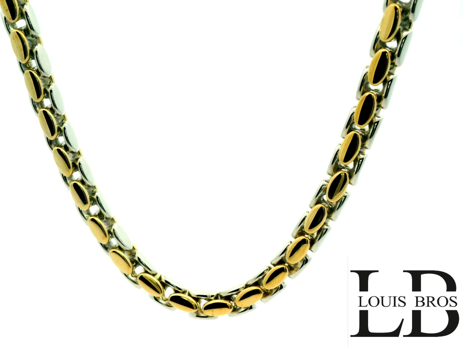 Dit verfijnde damescollier is vervaardigd uit 14 karaat bicolor goud (30.95 gr) en combineert de warme gloed van geelgoud met de elegante schittering van witgoud. Het speelse, maar toch chique ontwerp straalt luxe en tijdloze klasse uit, waardoor dit collier een echte blikvanger is bij elke gelegenheid. Exclusief verkrijgbaar bij Juwelier Louis Bros, is dit sieraad een symbool van vakmanschap, elegantie en stijl – een juweel dat generaties lang zijn schoonheid behoudt.
Het collier is verkrijgbaar in verschillende lengtes.